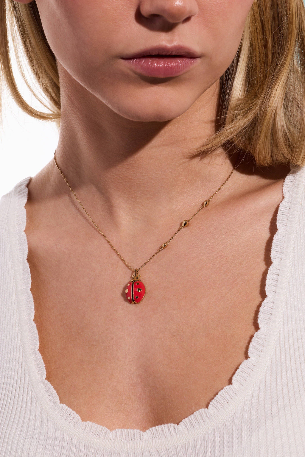 'Make Your Own Luck' Ladybug Locket Pendant: Gold
