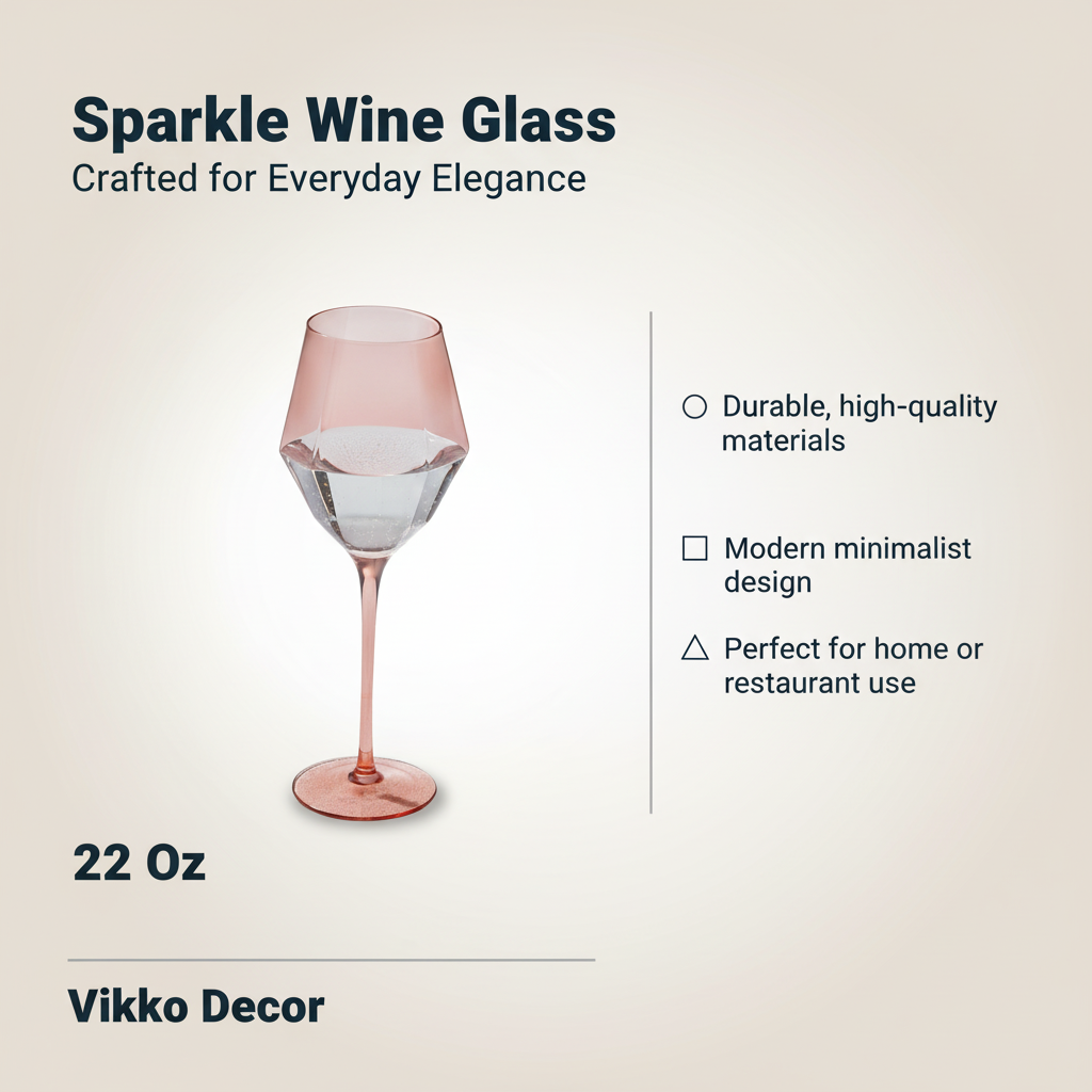Vikko Decor - Sparkle, Peach, Wine Glass, 22 Oz