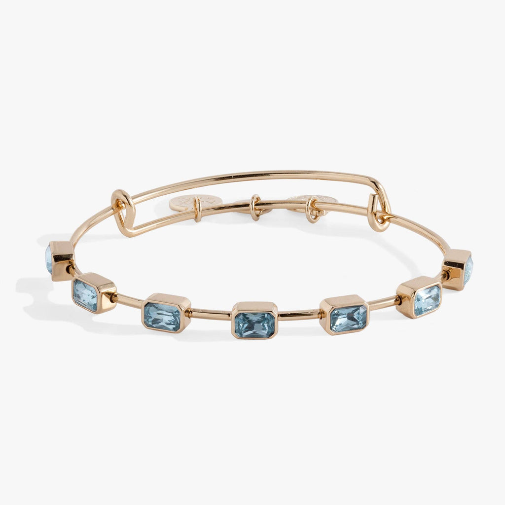 March Birthstone Emerald Cut Bangle: Silver