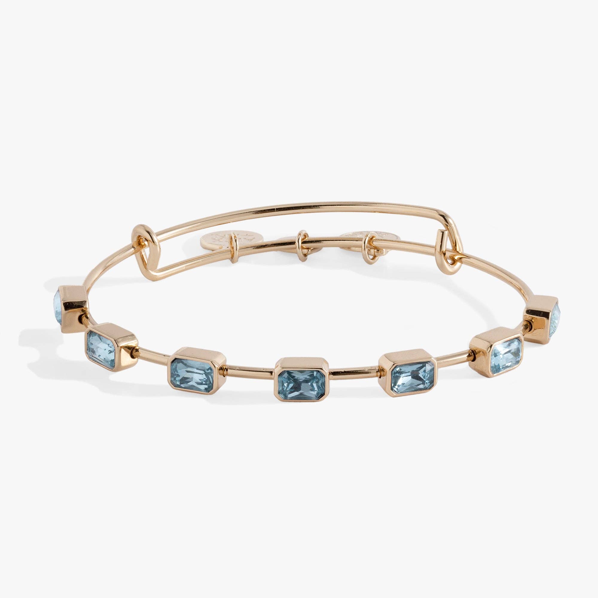 March Birthstone Emerald Cut Bangle: Silver