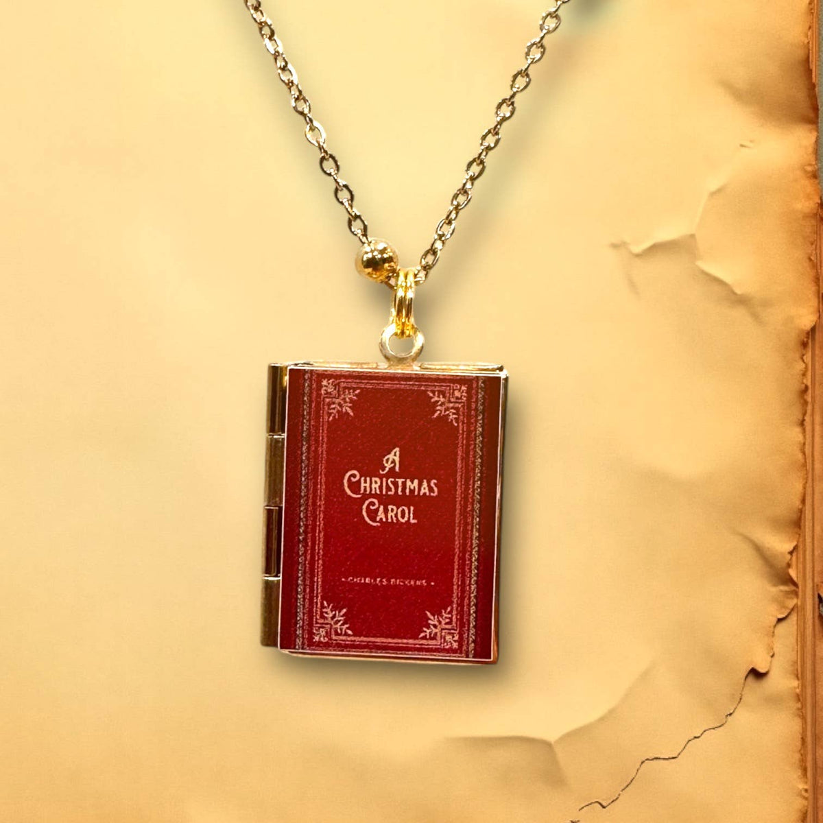 A Christmas Carol Book Locket Necklace Literary Gift: Gold Plated