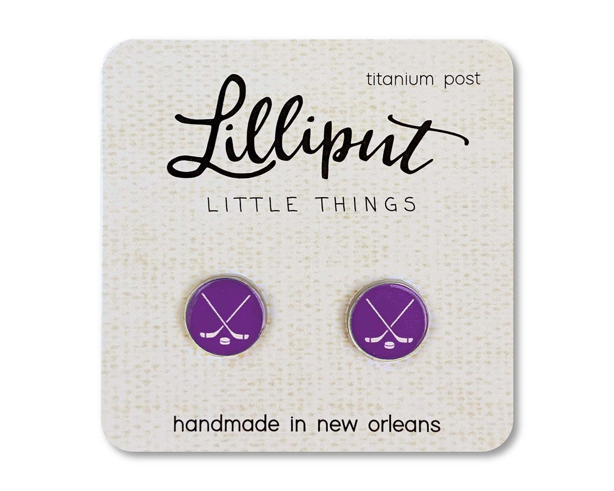 Ice Hockey Earrings - Custom Colors Available!: Black