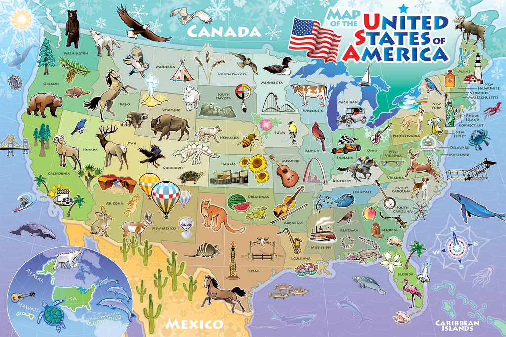 Map of the USA 48 Piece Cobble Hill Floor Puzzle