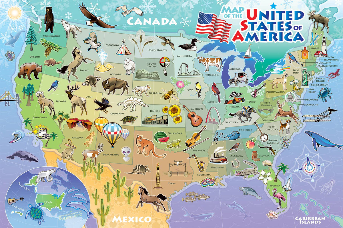 Map of the USA 48 Piece Cobble Hill Floor Puzzle