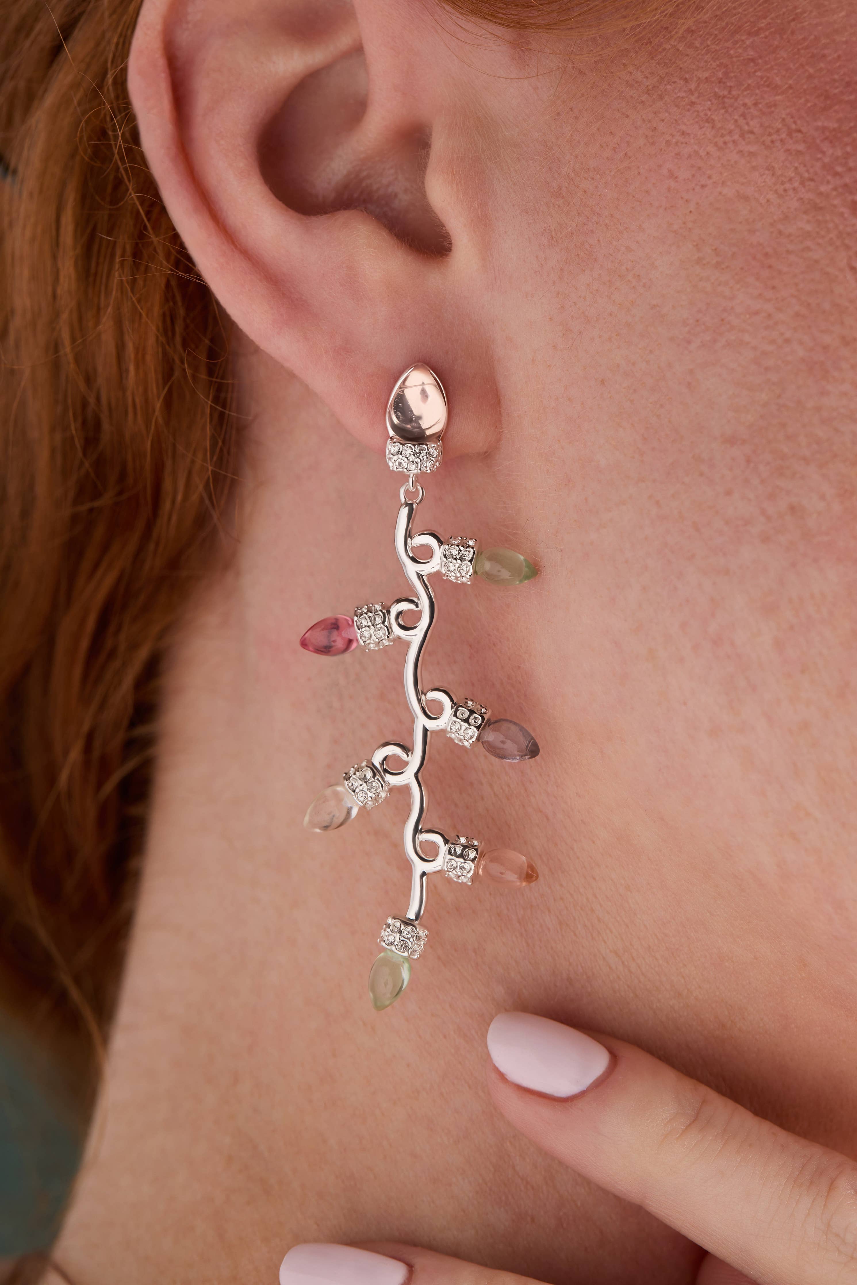 Christmas Muted Light Bulb Earrings: Silver