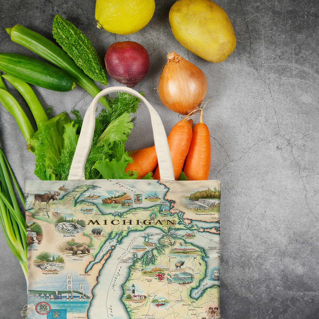 Michigan State Map Canvas Tote Bag – Eco-Friendly & Durable