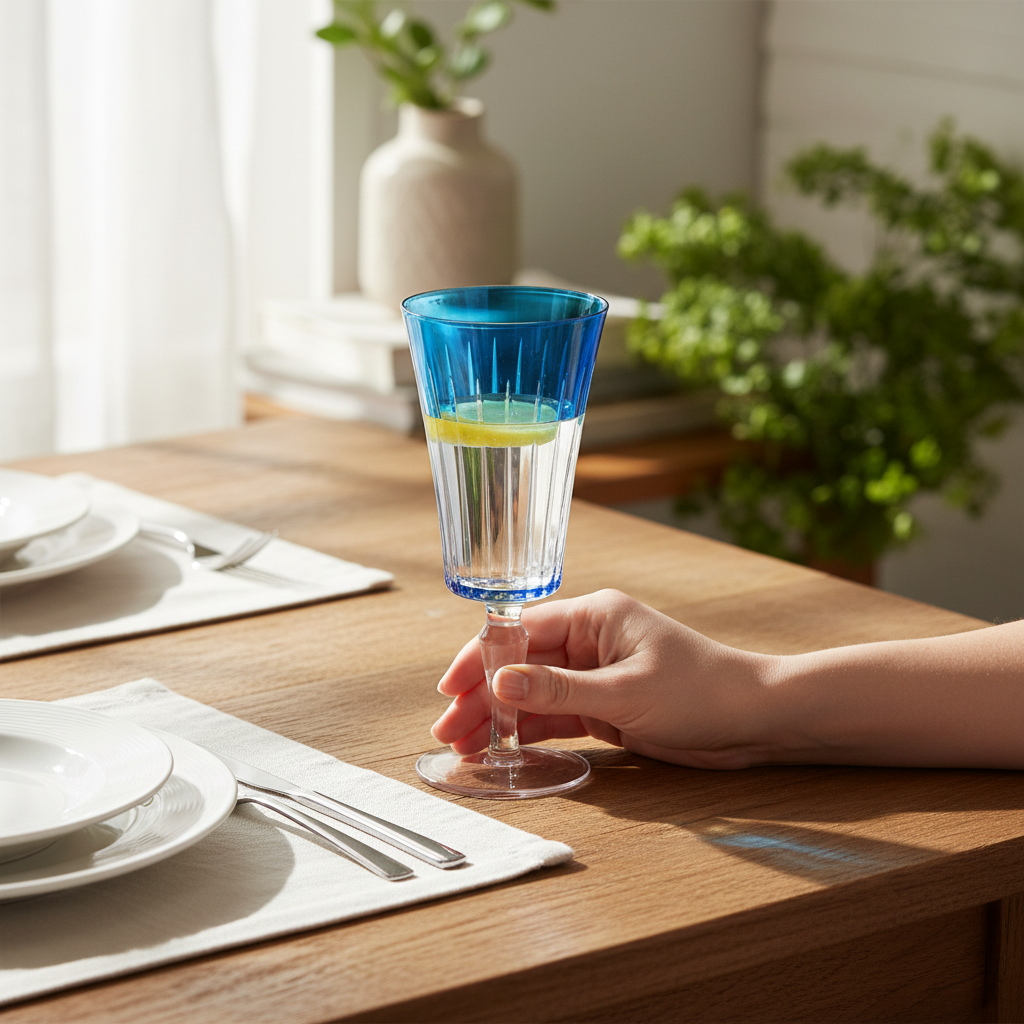 Vikko Décor - Timeless, 13oz Water Goblet Glass, Blue