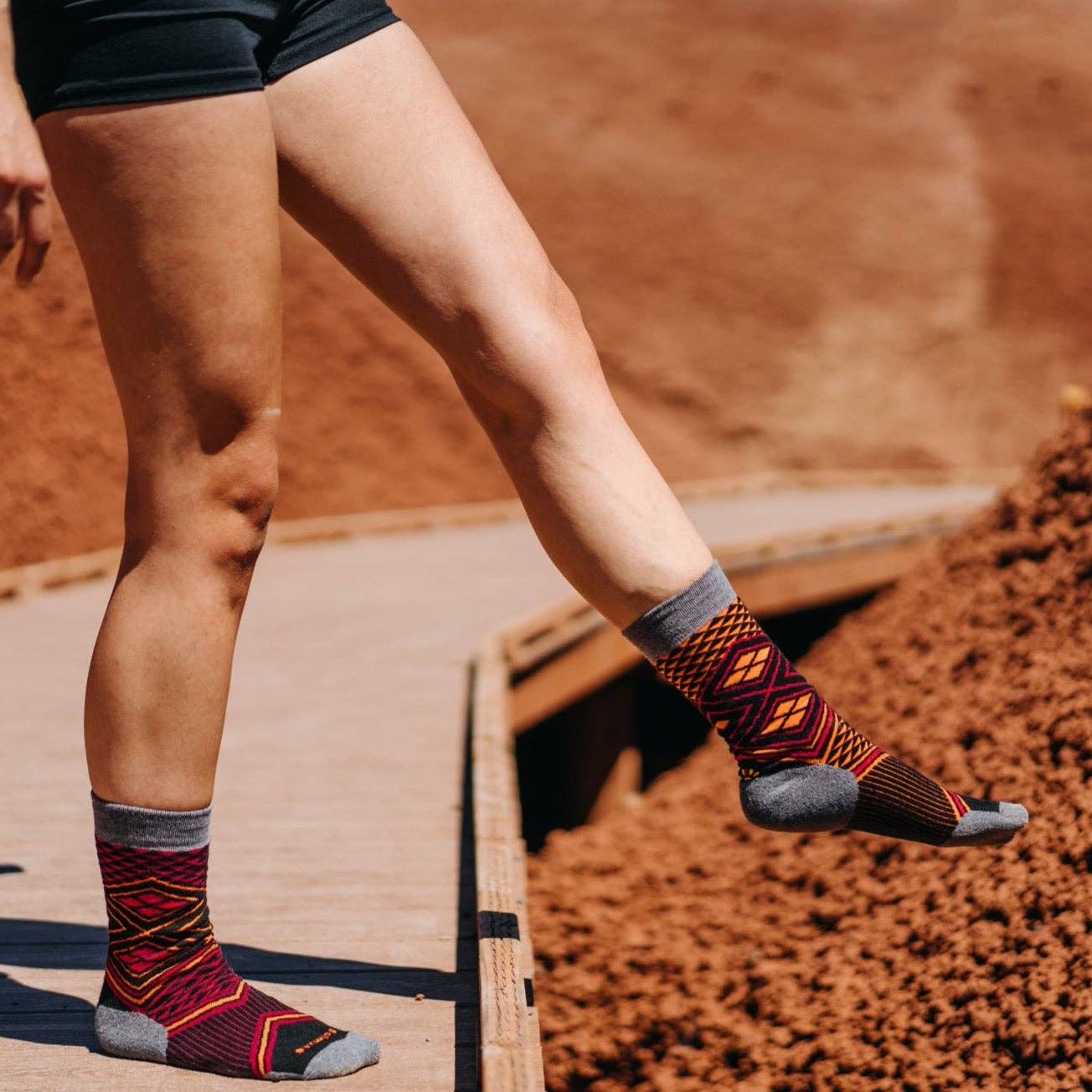 Crew Performance Wool Socks - Mango | Eco-Friendly Athletic : Medium/Large (Women 10+ / Men 9-13)