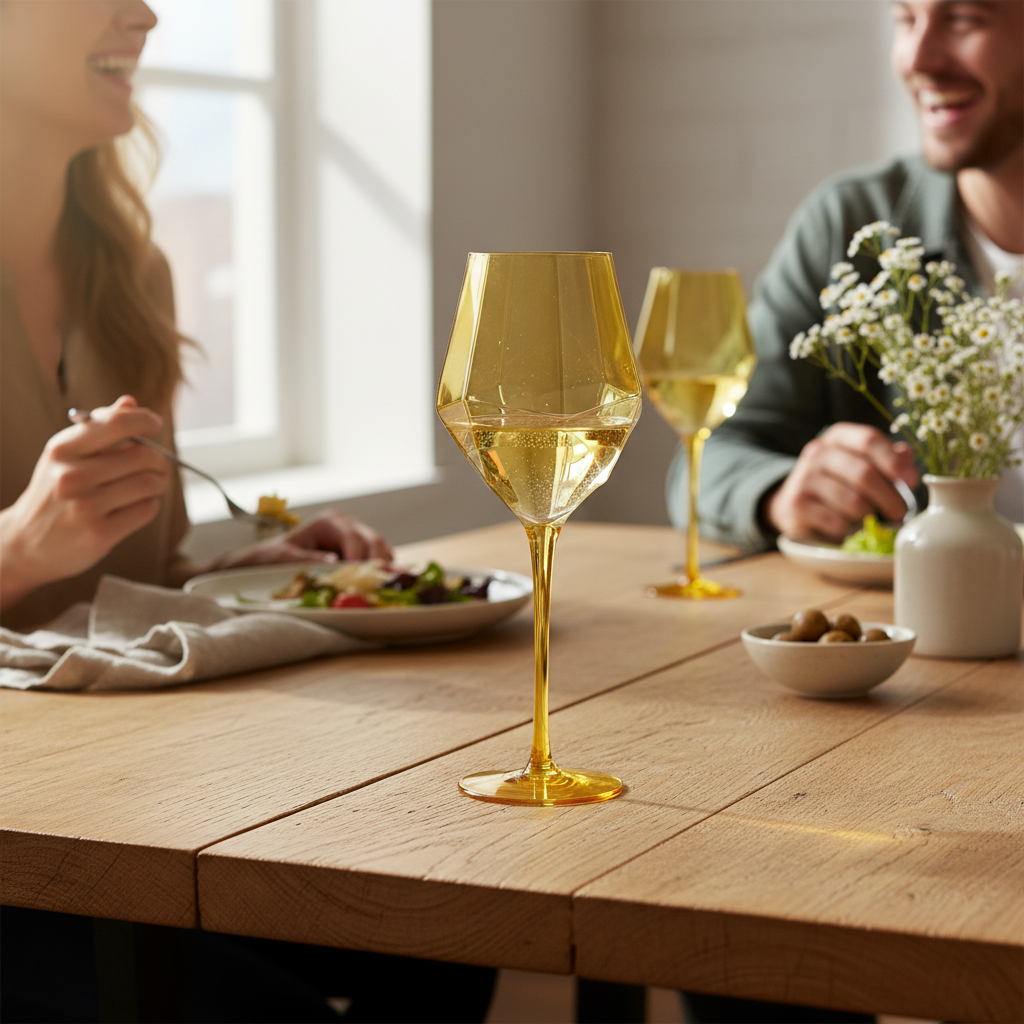 Vikko Decor - Sparkle, Yellow, Wine Glass, 22 Oz