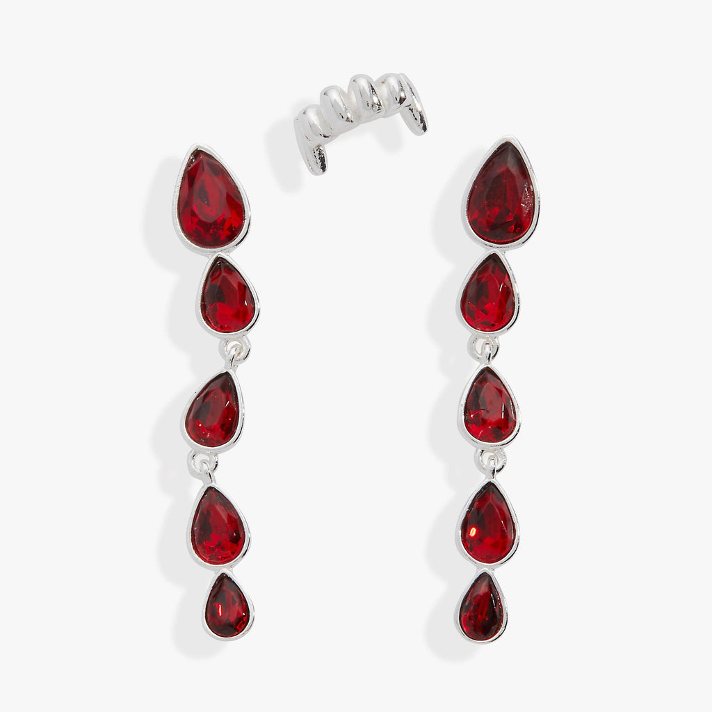 Vampire & Fangs Cuff Earring Set: Silver