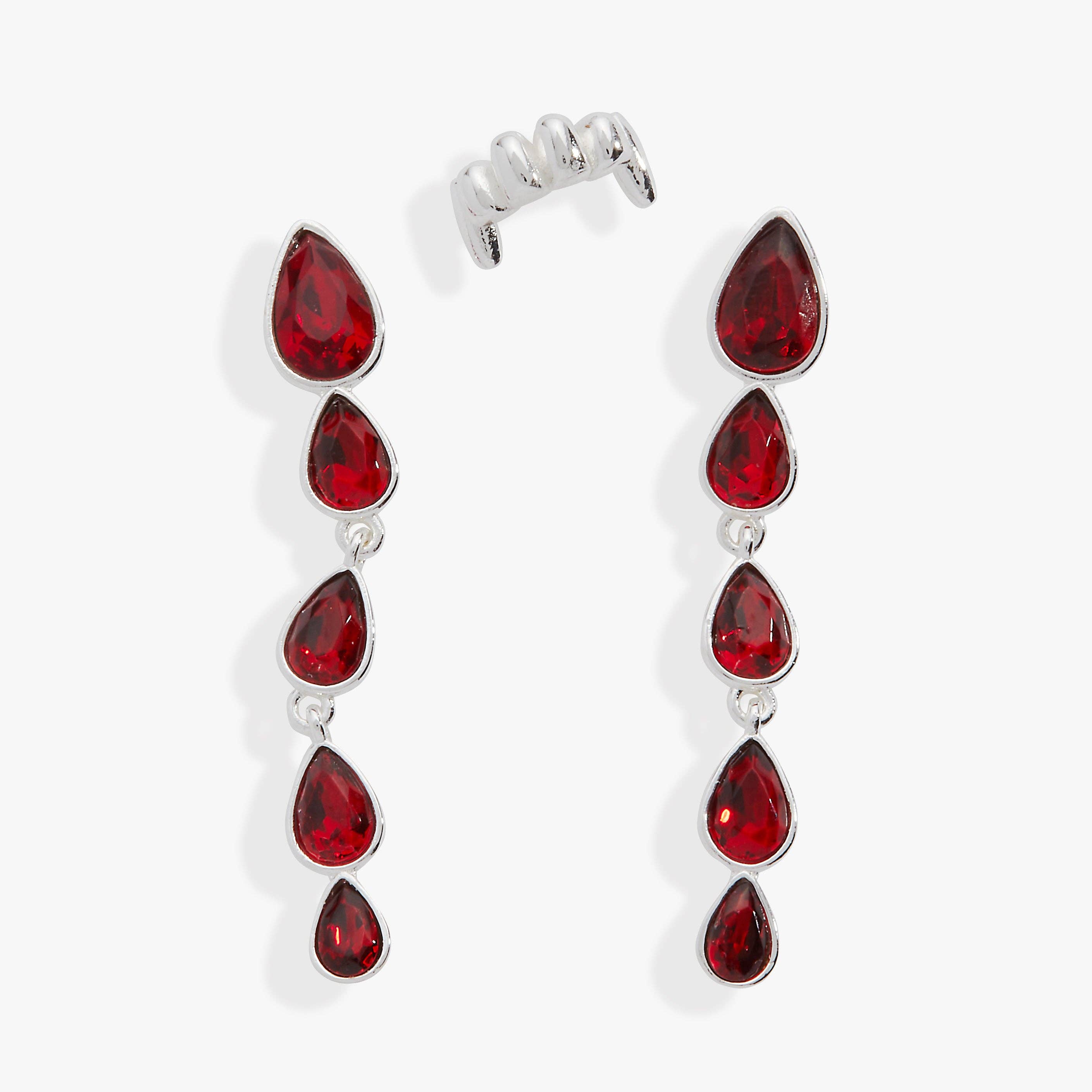 Vampire & Fangs Cuff Earring Set: Silver