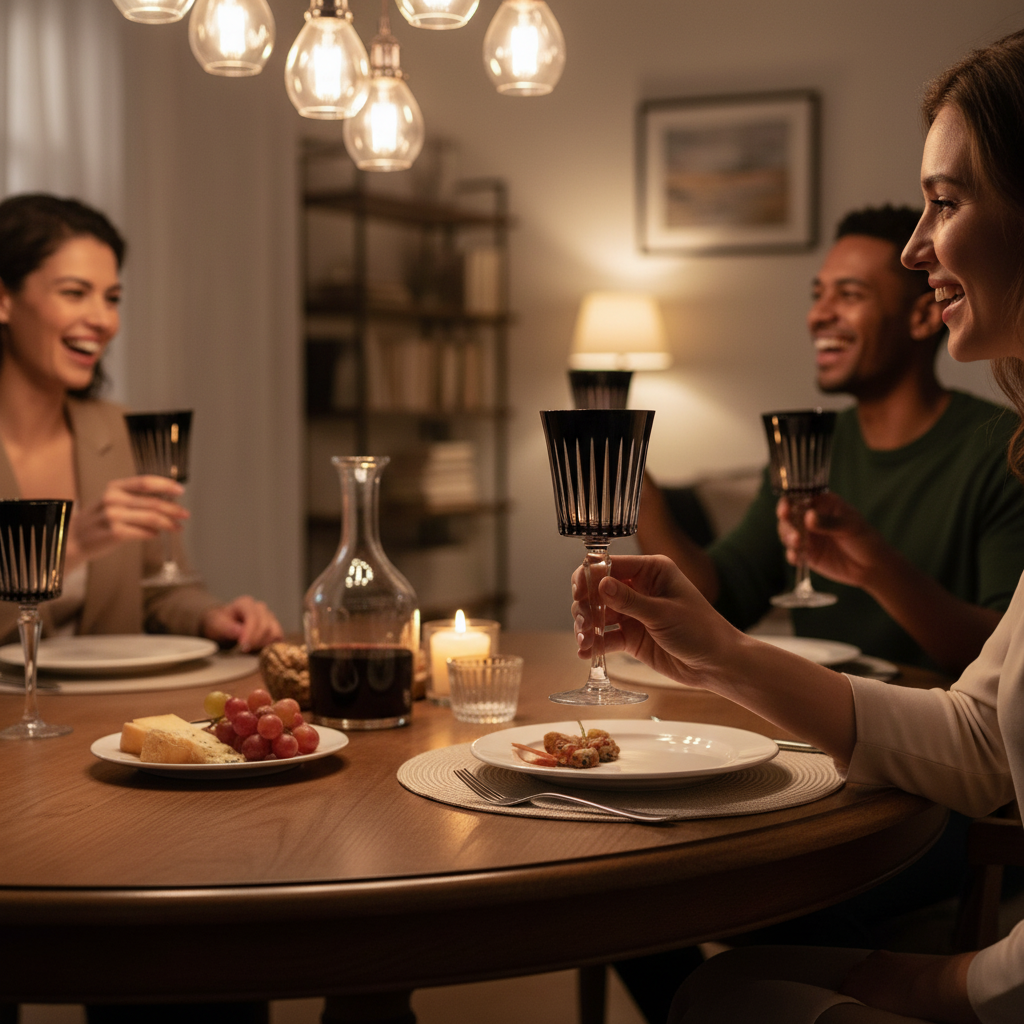 Vikko Décor - Timeless, 8oz Wine Glass, Black