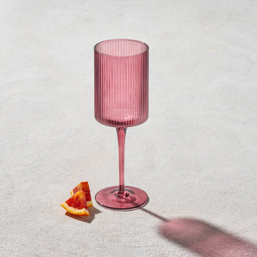 Vikko Decor - Malibu, Ribbed Glass, Plum, MULTIPLE SHAPES: 7 OZ Champagne