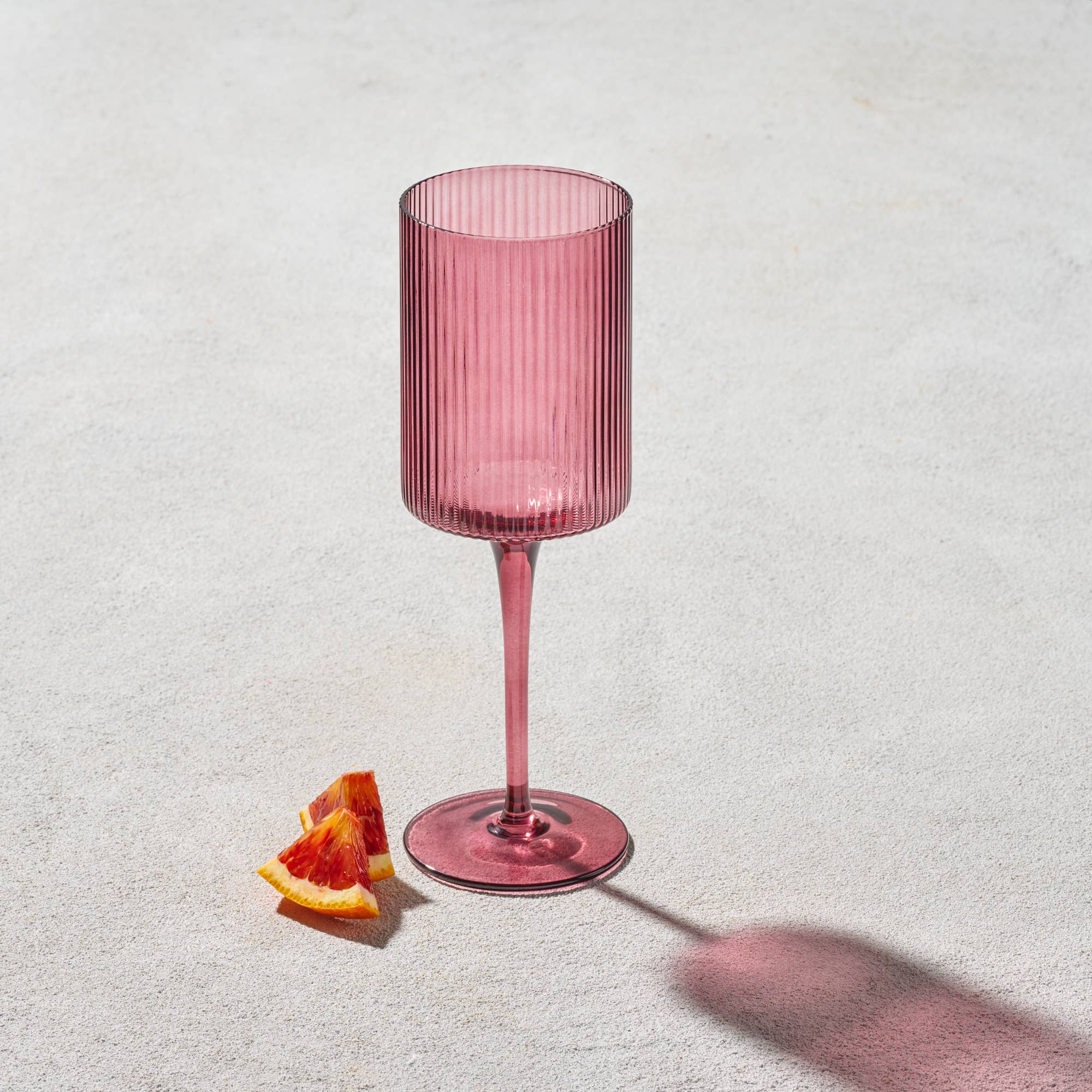 Vikko Decor - Malibu, Ribbed Glass, Plum, MULTIPLE SHAPES: 7 OZ Champagne