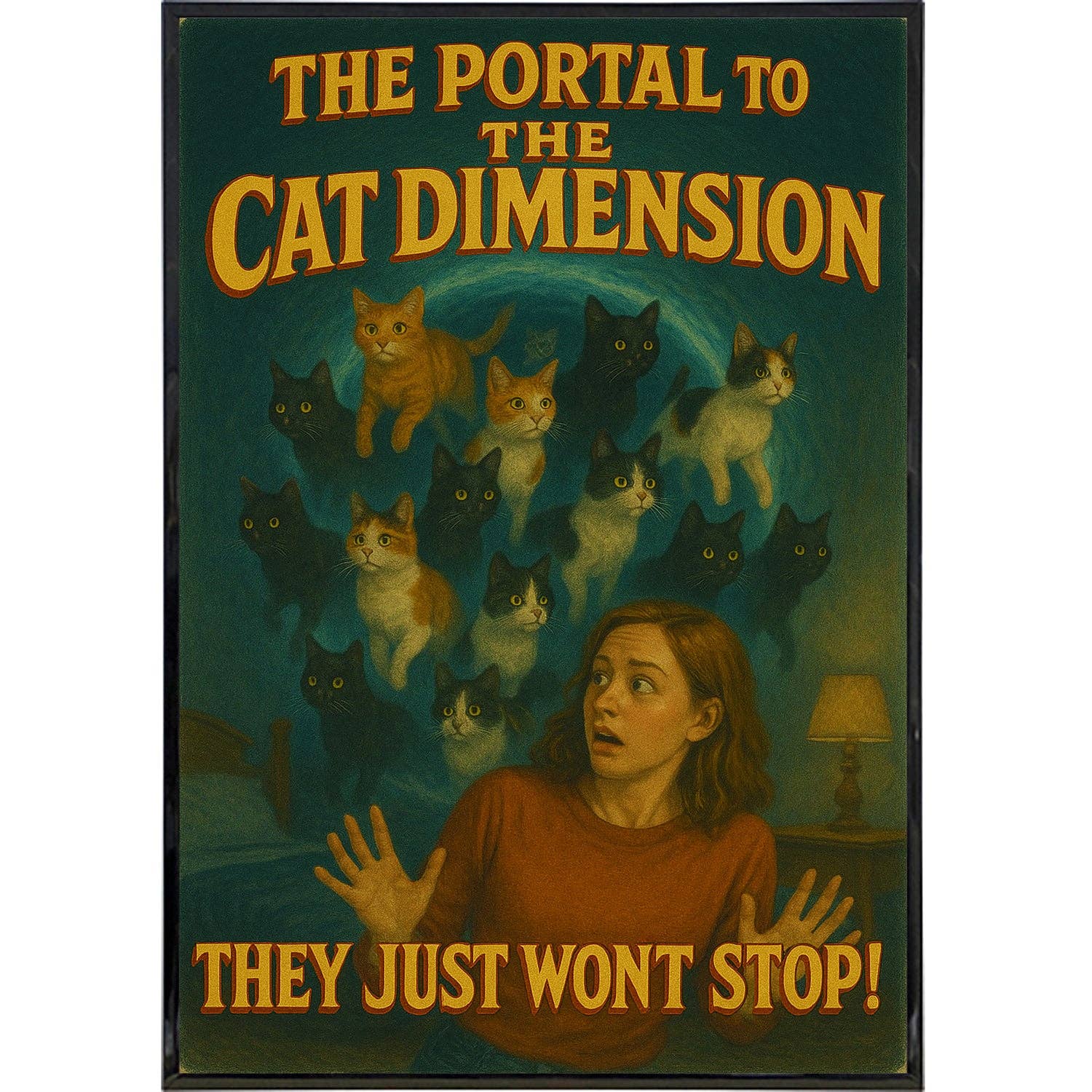 Portal to the Cat Dimension Poster Print: Board & Bagged