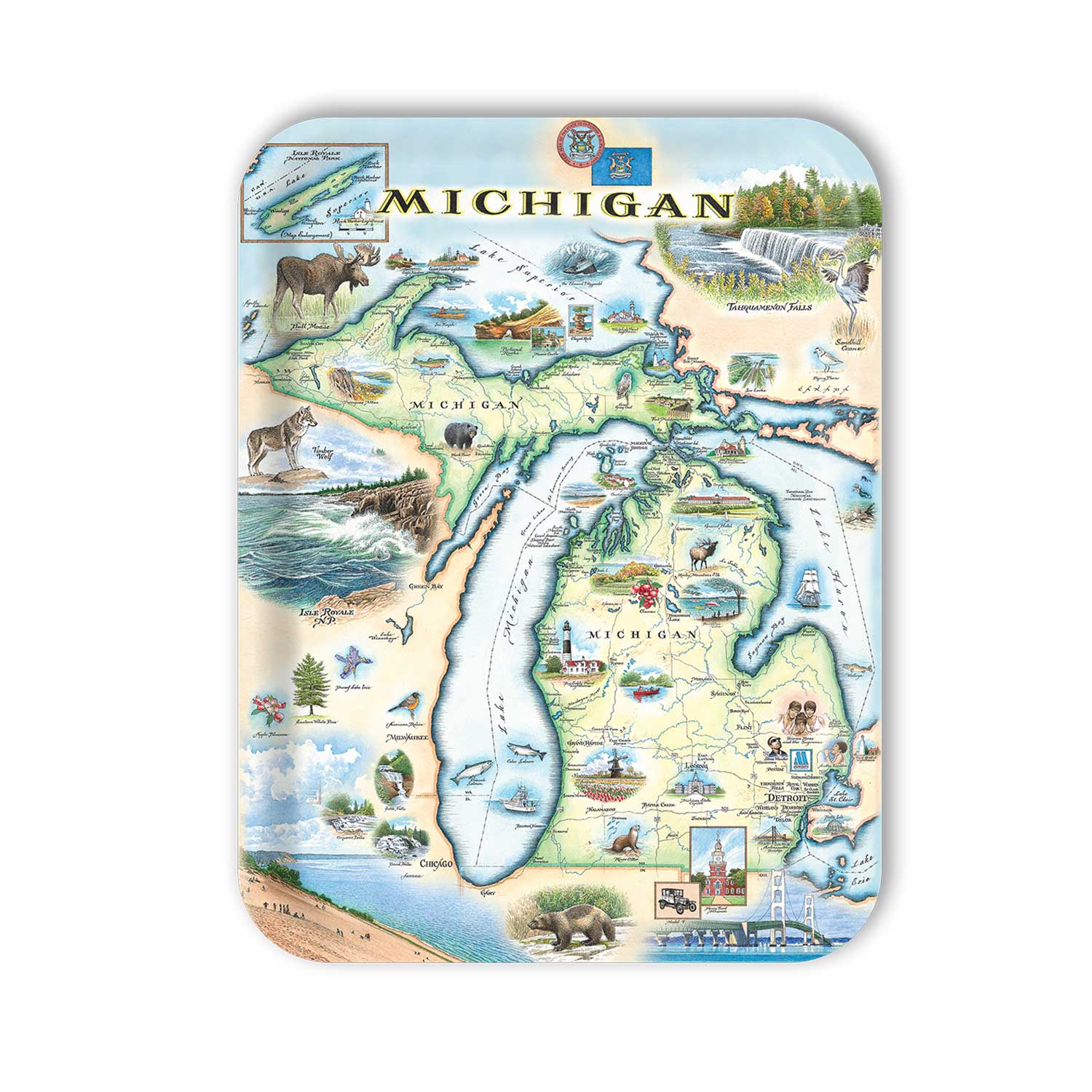 Michigan Map Wooden Serving Trays: Small