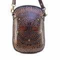 Leather Tree of Life Rectangle Pouch purse handbag: Brown