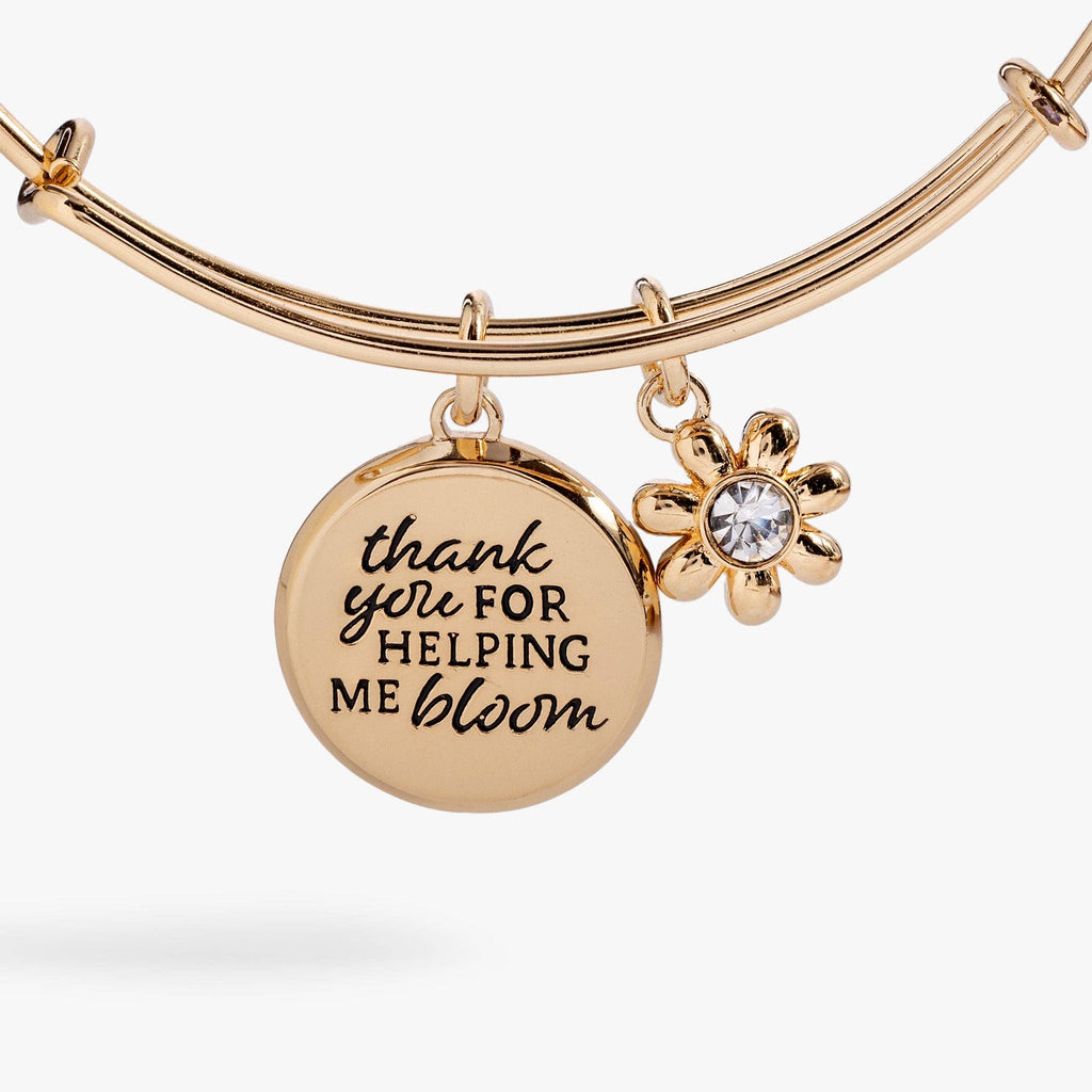 Thank You For Helping Me Bloom' Charm Bangle: Silver