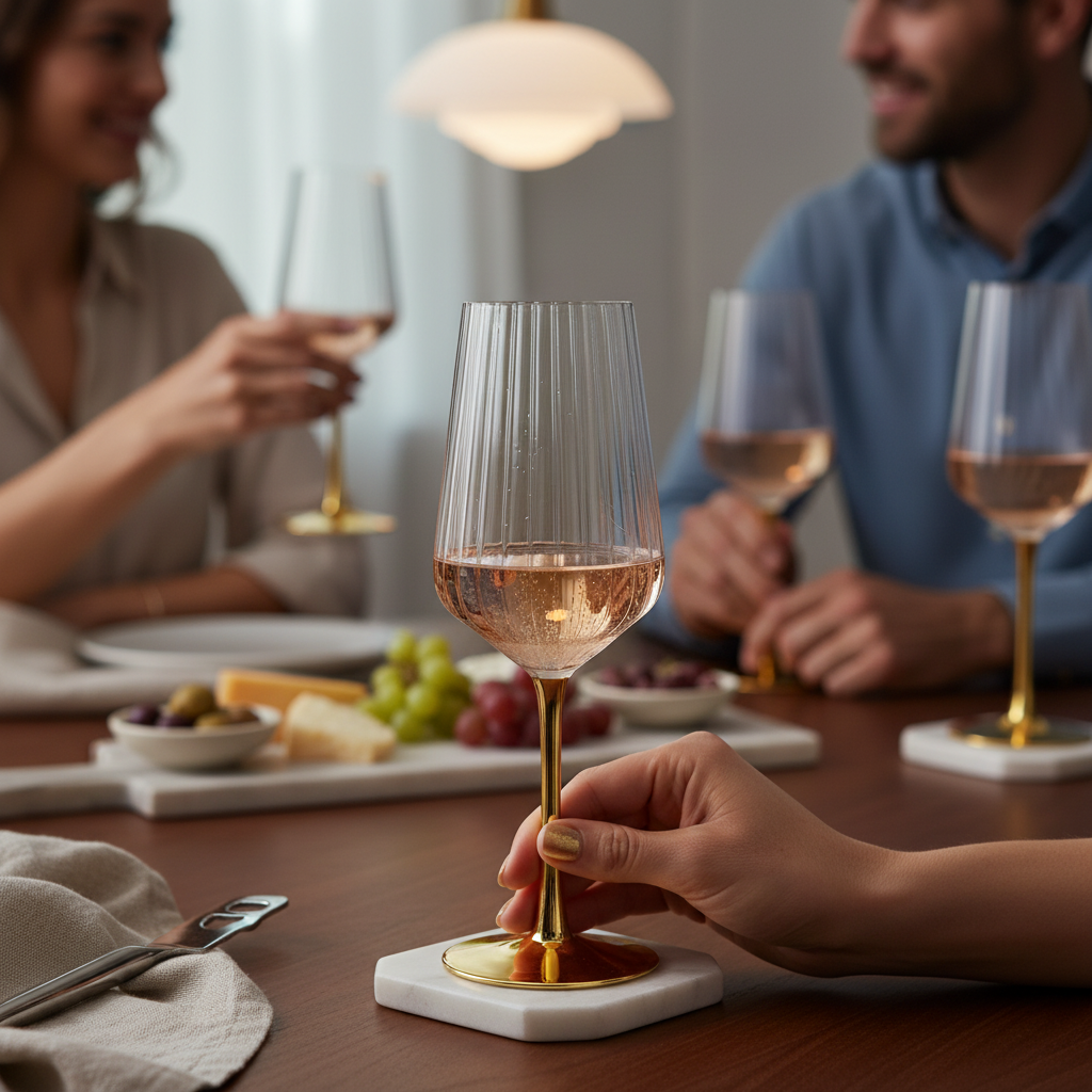 Vikko Decor- Elegant, Gold, Wine Glass, 16 Oz
