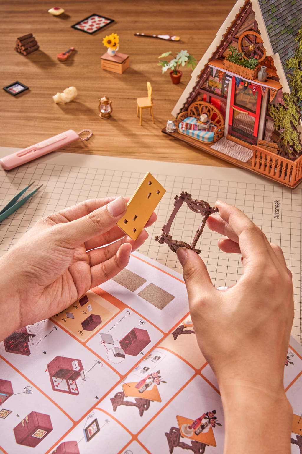DIY Miniature House Kit: A-Frame Cabin