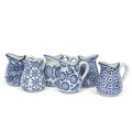 Blu/Wht Handled Jug-6Asst-3.5"H(4oz-1484