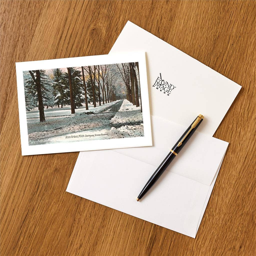 Greeting Card MI-411 University in Winter, Ann Arbor