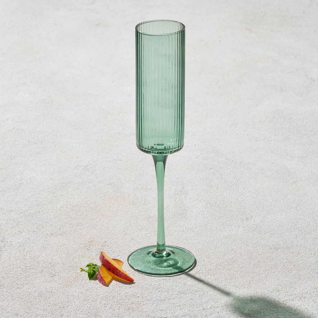 Vikko Decor - Malibu, Ribbed Glass, Green, MULTIPLE SHAPES: 15 OZ Highball Glass