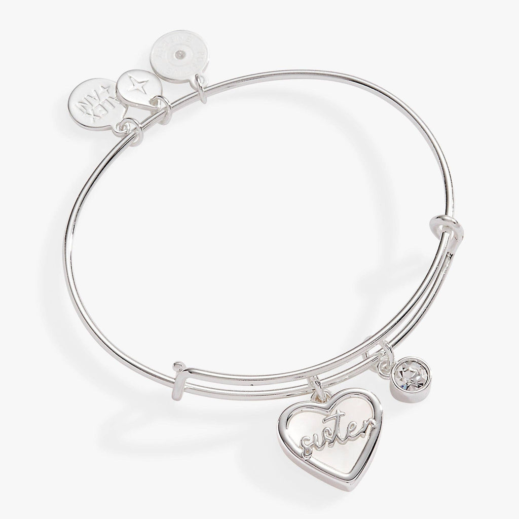 Sister Mother of Pearl Bangle: Silver