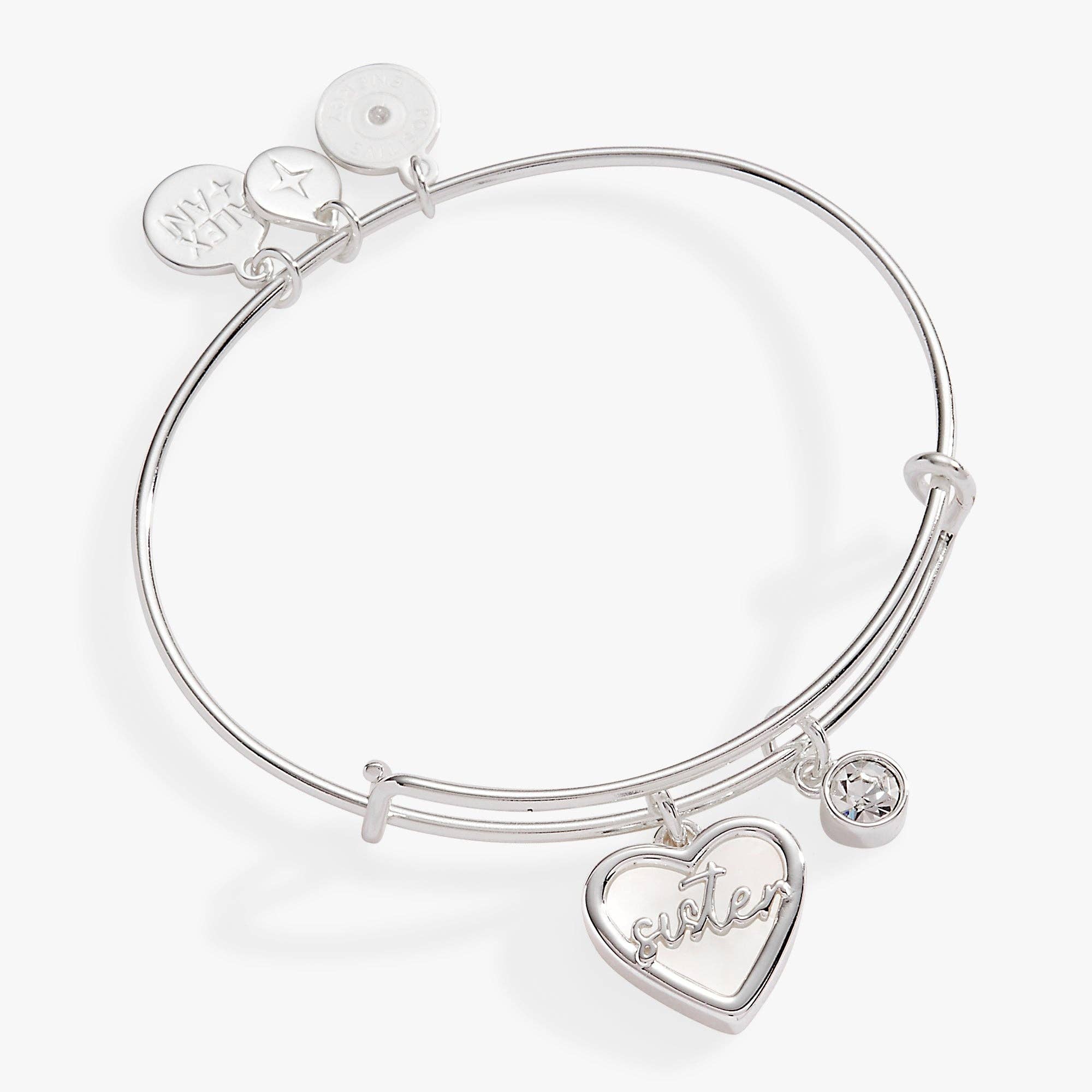Sister Mother of Pearl Bangle: Silver