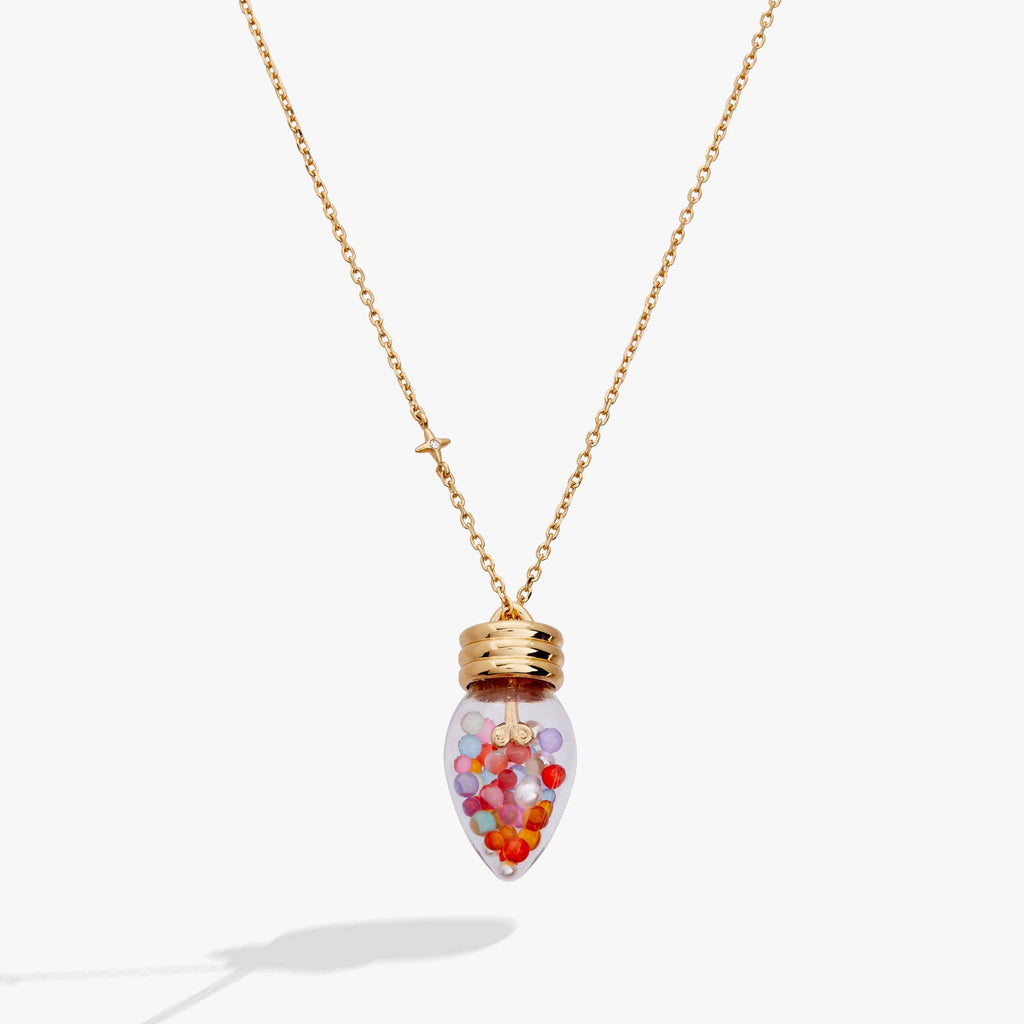 Christmas Light Bulb Shaker Necklace: Silver