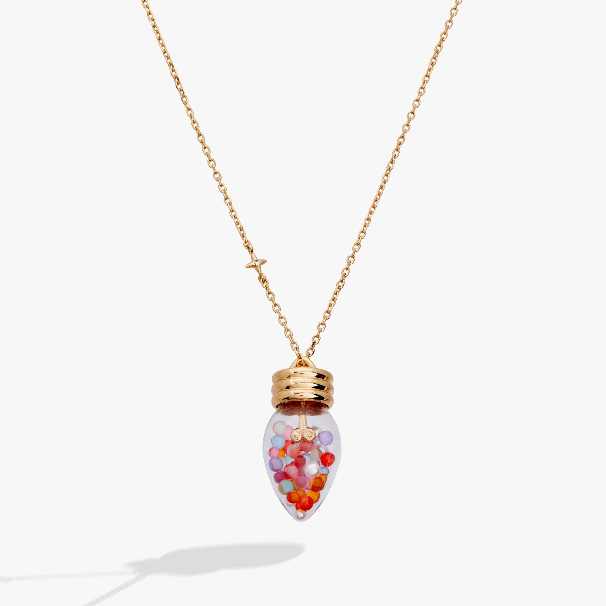 Christmas Light Bulb Shaker Necklace: Silver