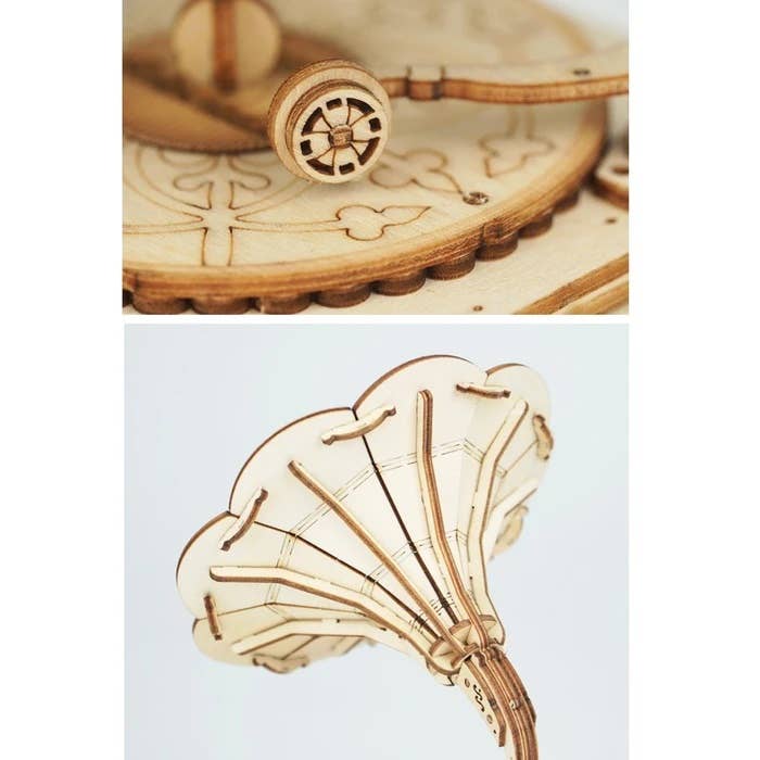 3D Laser Cut Wooden Puzzle: Gramophone