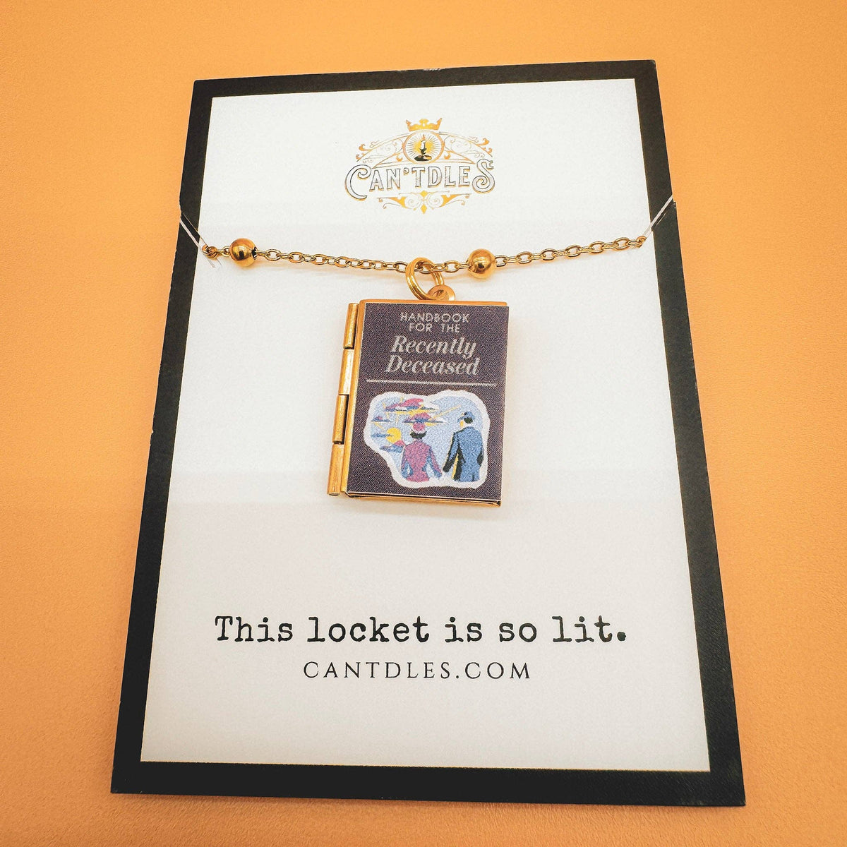 Movie Fan Book Necklace | Beetlejuice Handbook: Gold Plated Stainless Steel