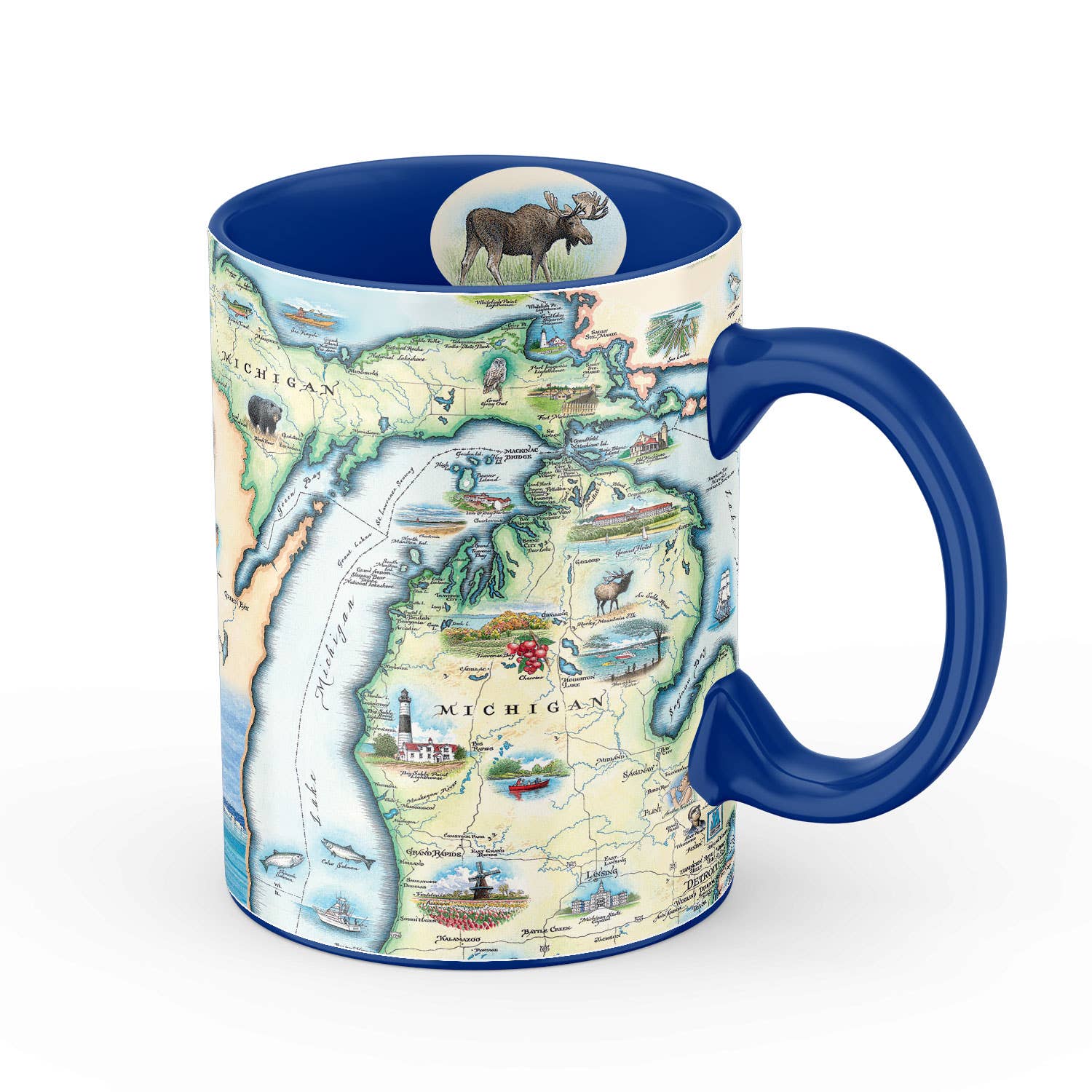 Michigan State Map Mug – 16 oz Ceramic (Blue)