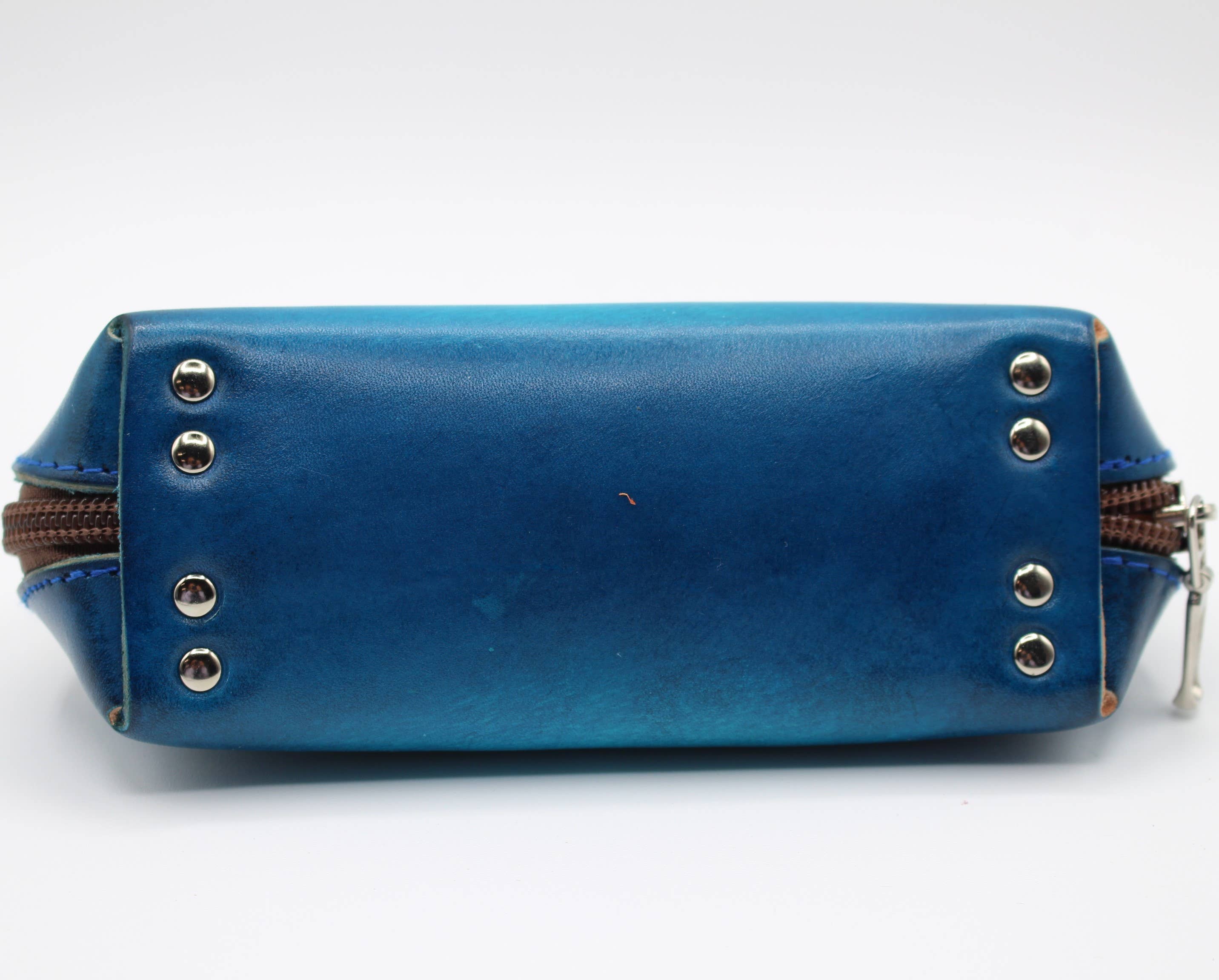 Leather eyeglasses sunglasses cosmetic case hibiscus flower