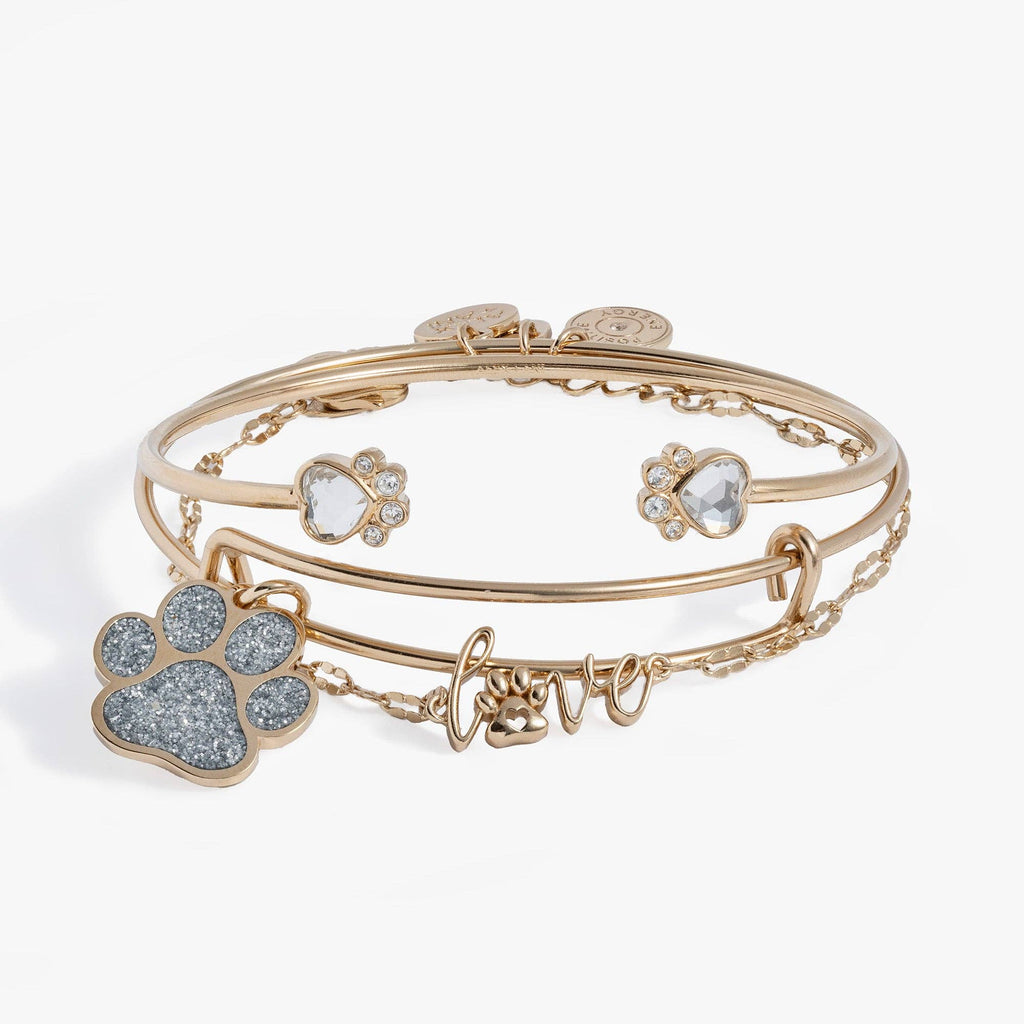 'Paws of Love' Bracelet Set of 3: Gold