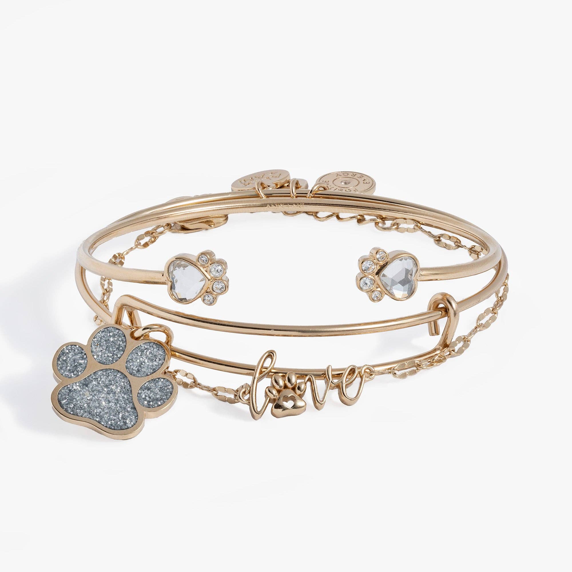 'Paws of Love' Bracelet Set of 3: Gold