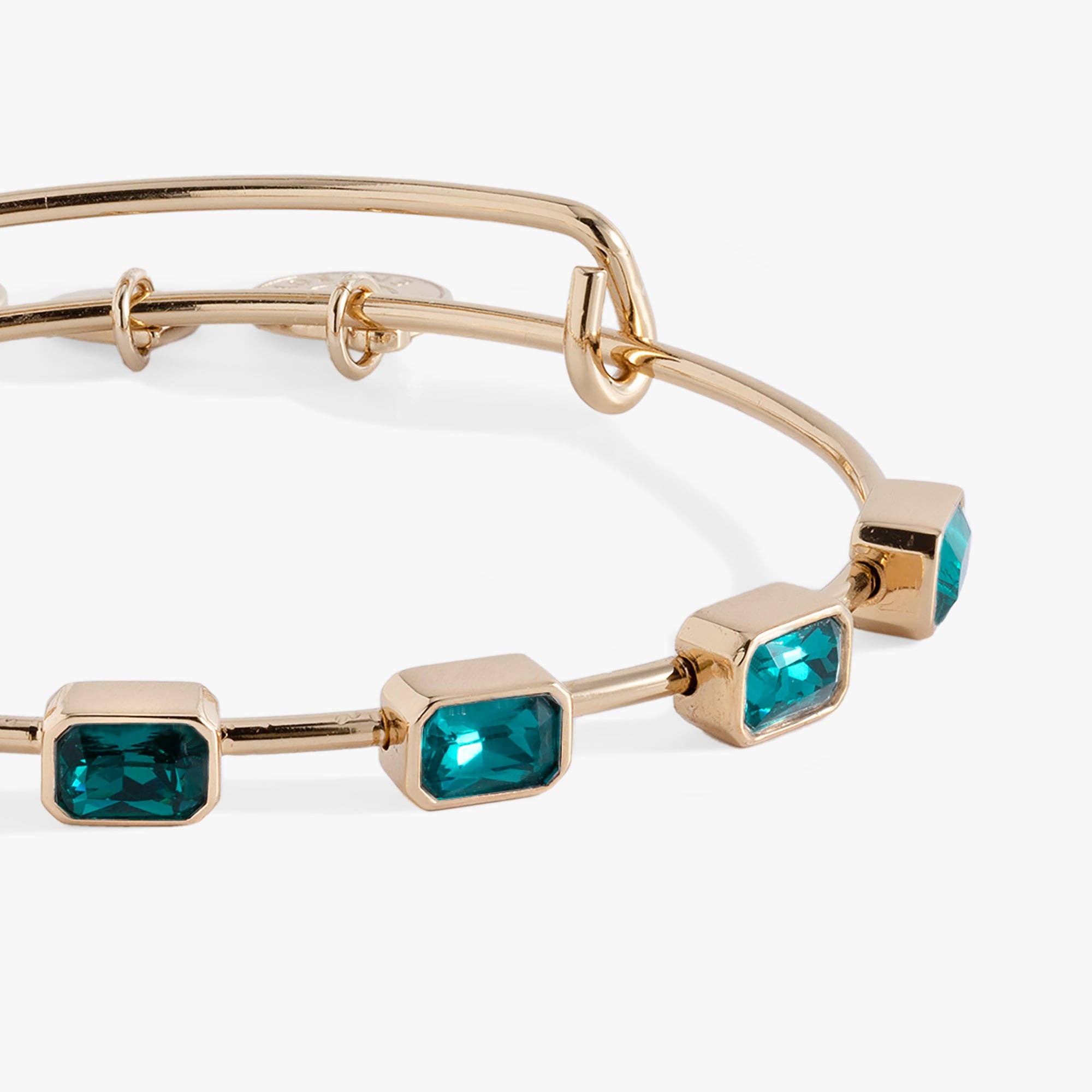December Birthstone Emerald Cut Bangle: Silver