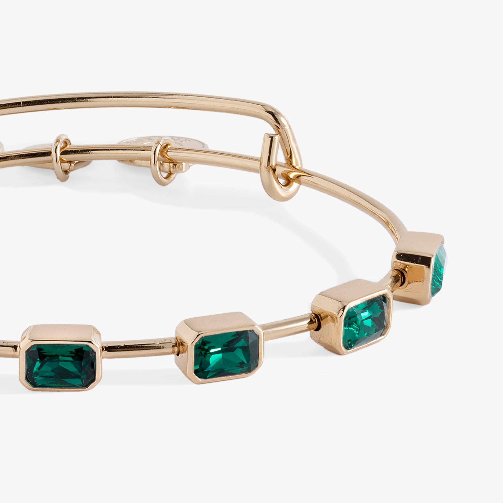 May Birthstone Emerald Cut Bangle: Silver