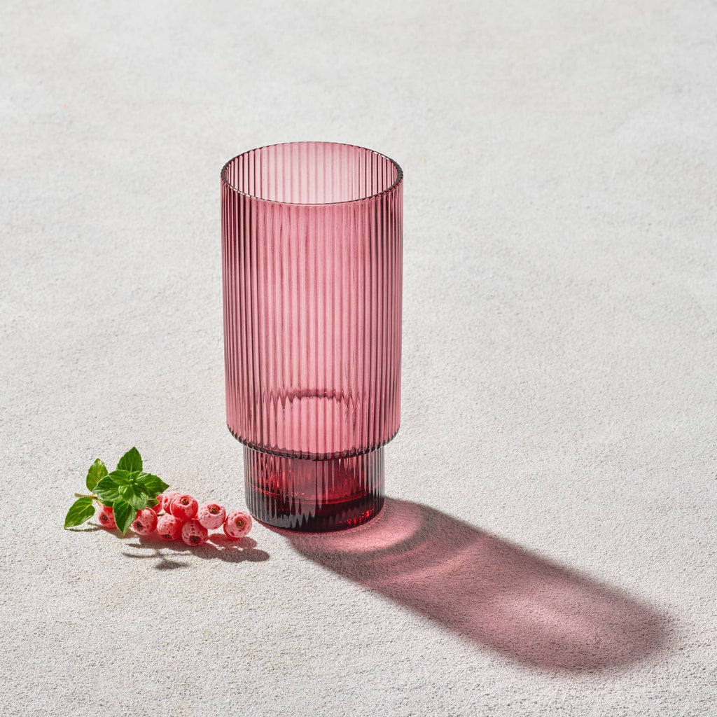 Vikko Decor - Malibu, Ribbed Glass, Plum, MULTIPLE SHAPES: 7 OZ Champagne