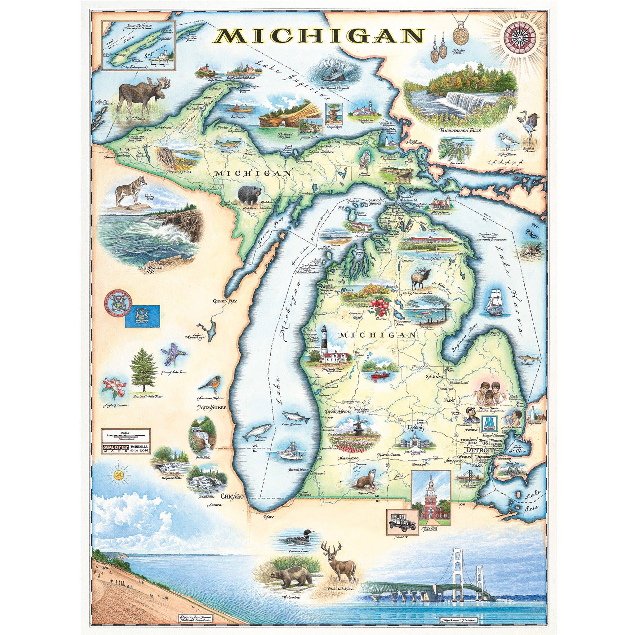 Michigan State Hand-Drawn Map