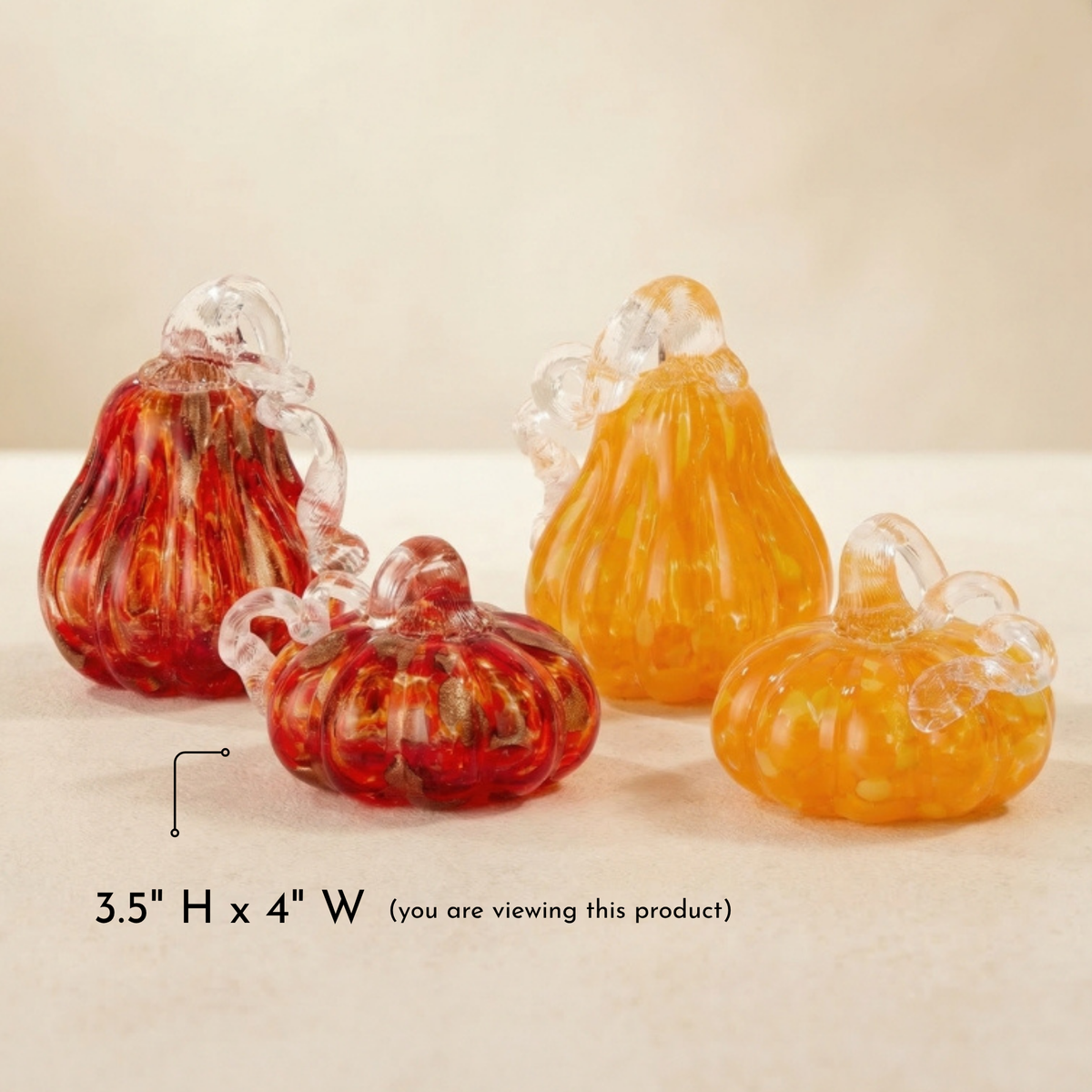 Dark Orange & Gold Glass Pumpkin - 4"