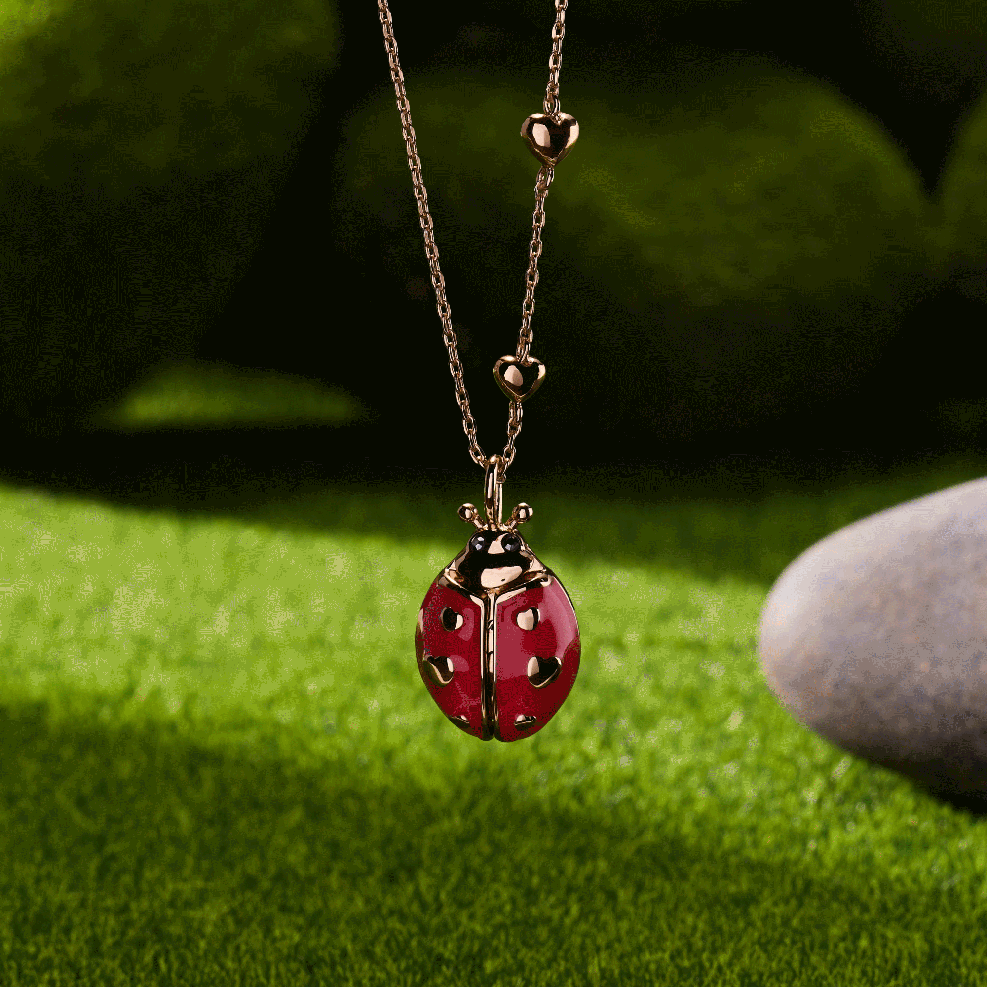'Make Your Own Luck' Ladybug Locket Pendant: Gold