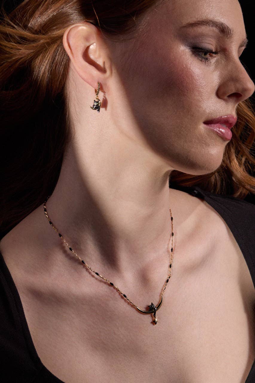 Celestial Cat Huggie Earring: Two Tone
