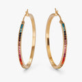 Rainbow Ombre Pave Hoop: Stainless Steel Gold