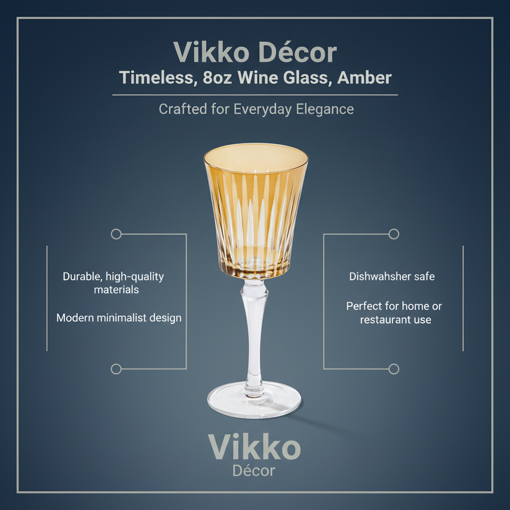 Vikko Décor - Timeless, 8oz Wine Glass, Amber