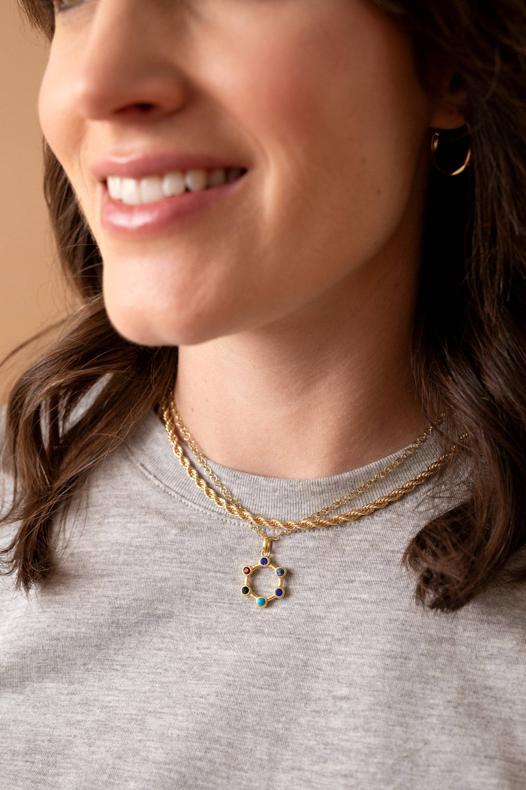 Sister Hidden Message Acrostic Necklace: Stainless Steel Gold
