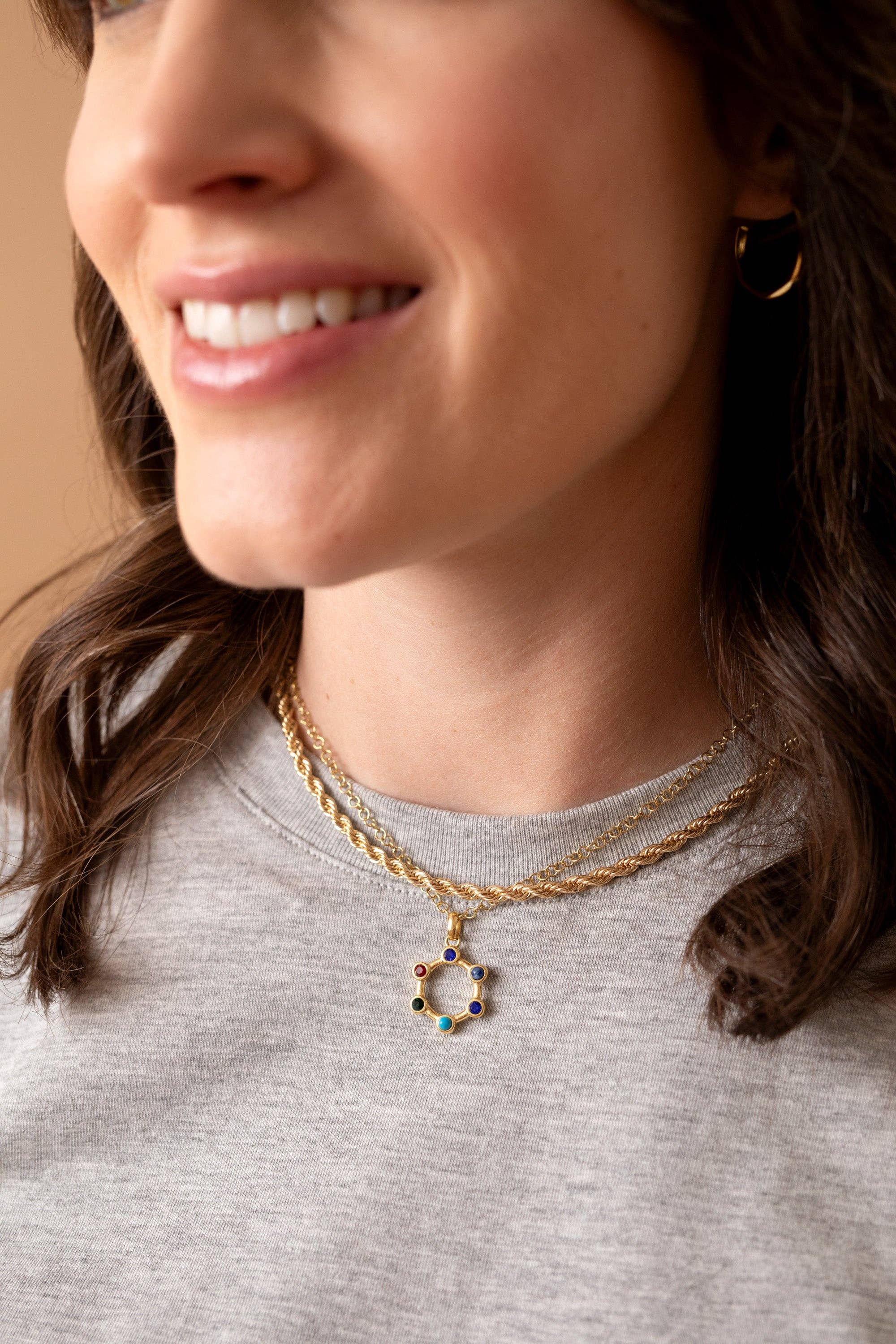 Sister Hidden Message Acrostic Necklace: Stainless Steel Gold