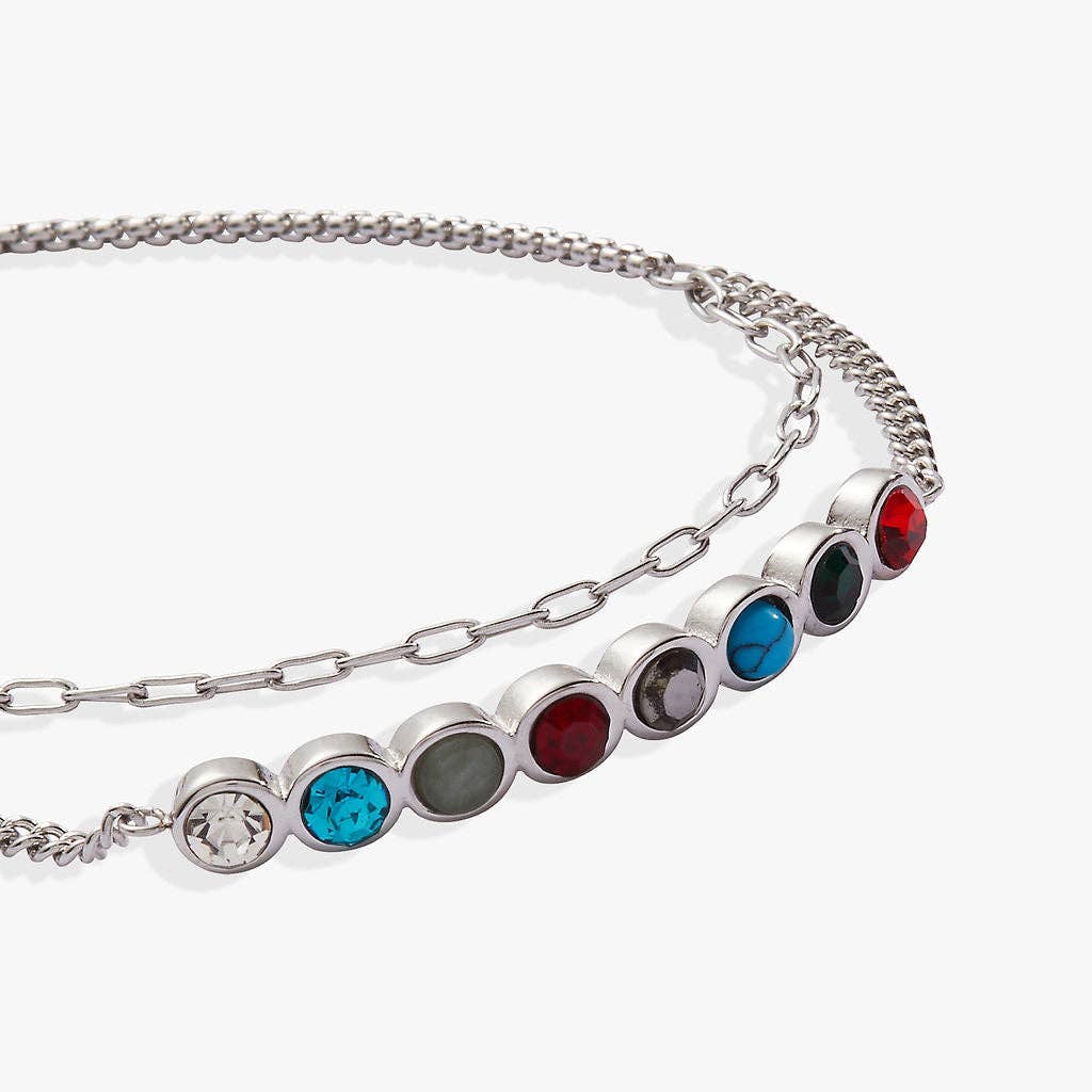 Daughter Hidden Message Acrostic Bolo Bracelet: Stainless Steel Gold