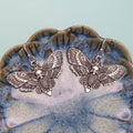 Silver Deaths Head Moth Earrings